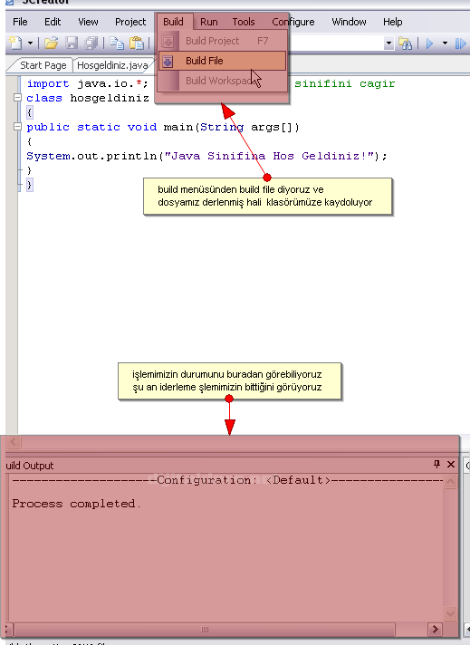 Java Classpath tanımlamaları, Consolda ilk program yazılması, derlenmesi, &ccedil;alıştırılması Aynı uygulamanın Netbeansta yapılışı ve class, java ve jar dosyalarının g&ouml;sterilmesi