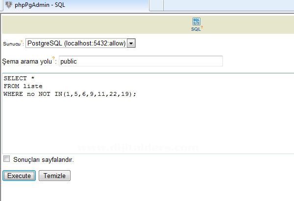 Postgresql Where Kullanımı