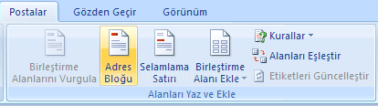 Ms Word 2007de Adres Mektup Birleştirme İşlemleri