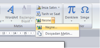 Office 2007 Nesne Ekleme